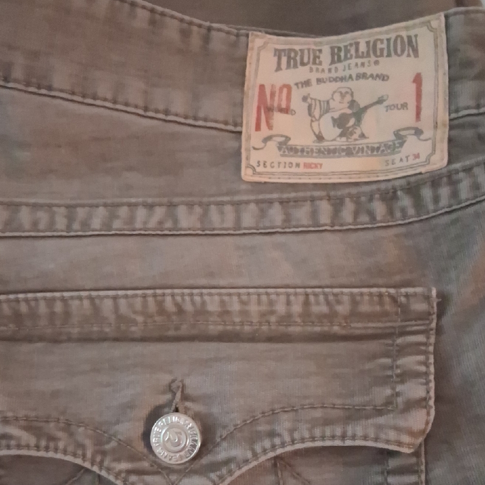 True Religion Tan Denim with Signature Stitching